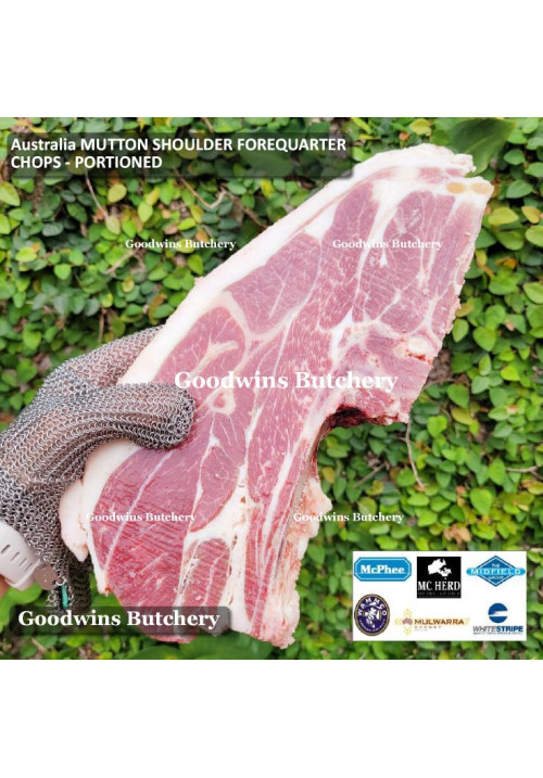 Mutton collar SHOULDER BONE-IN FOREQUARTER bahu domba frozen Australia MIDFIELD chops portioned 1" 2.5cm 1.5kg/pack 2-3pcs (price/kg)